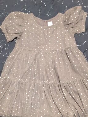 NWT GAP Grey Polka Dot Puff Sleeve Dress